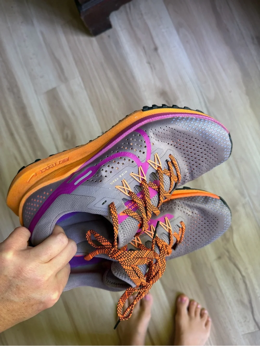 Nike Women's React Pegasus Trail 4 Running Shoe - Purple/Orange